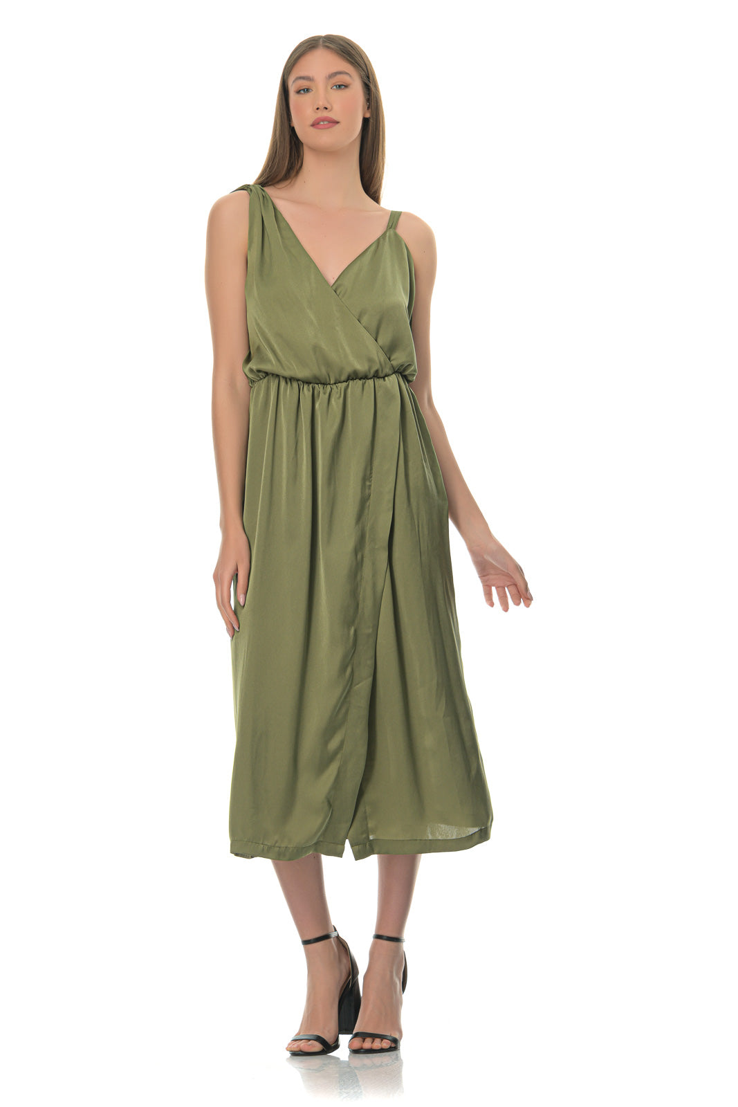 Liberty Green Midi Wrap Dress