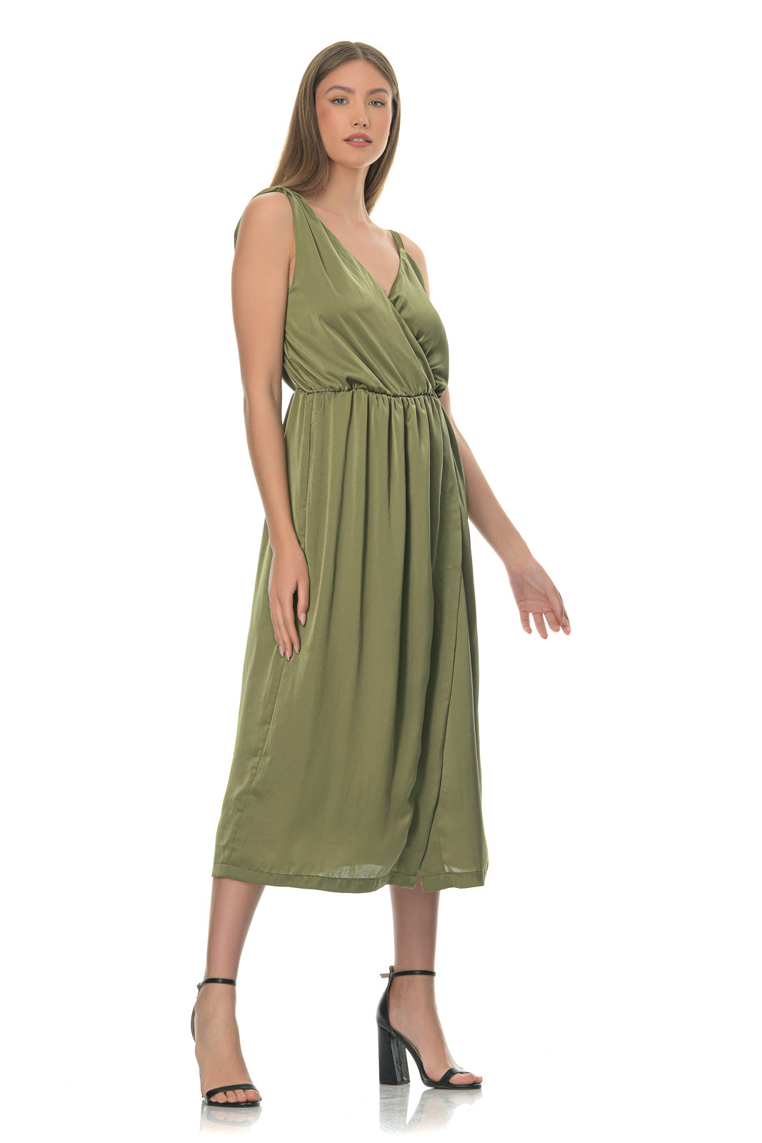 Liberty Green Midi Wrap Dress