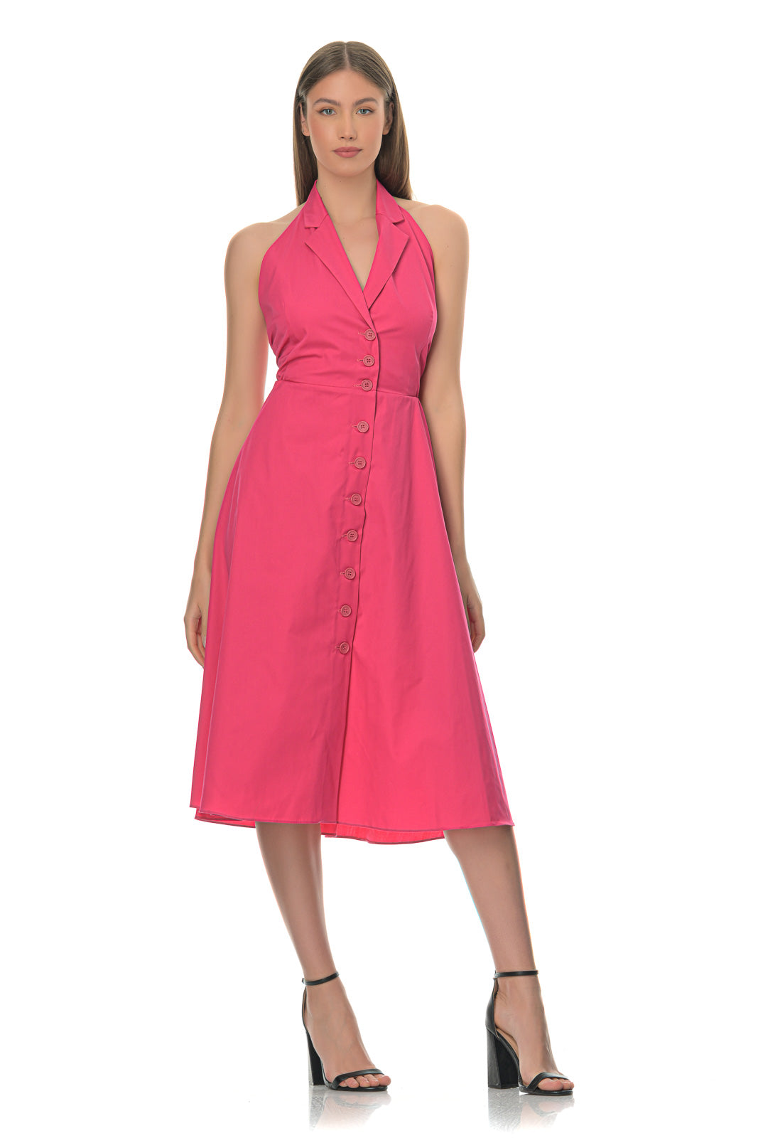 Open-back Halter-neck Midi Dress