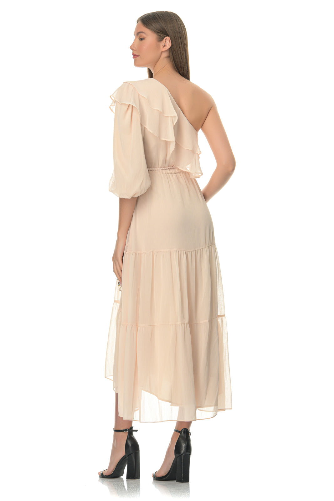 Racha One-shoulder Ruffled Georgette Midi Dress