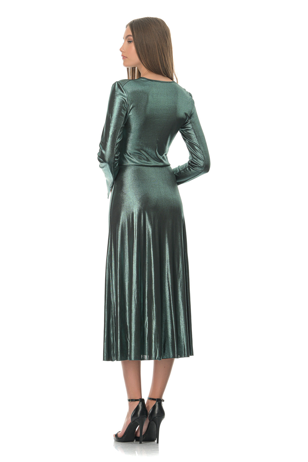 Ruched Stretch-lamé Midi Dress