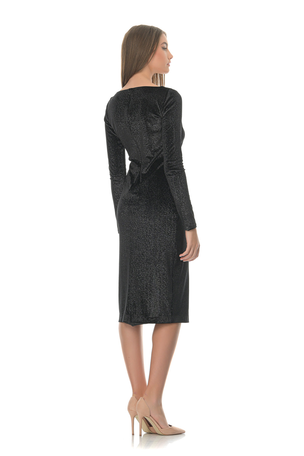 Black Metallic Velvet Dress
