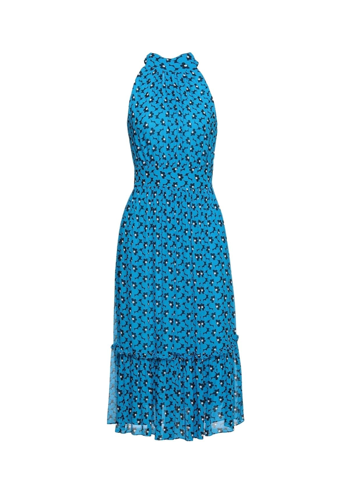 Blue Floral Crepe Dress