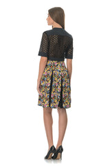 Caule Floral-Print Broderie-Anglaise Dress