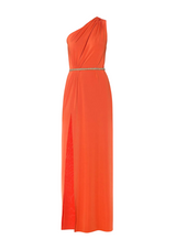 Orange One-shoulder Jersey Dress