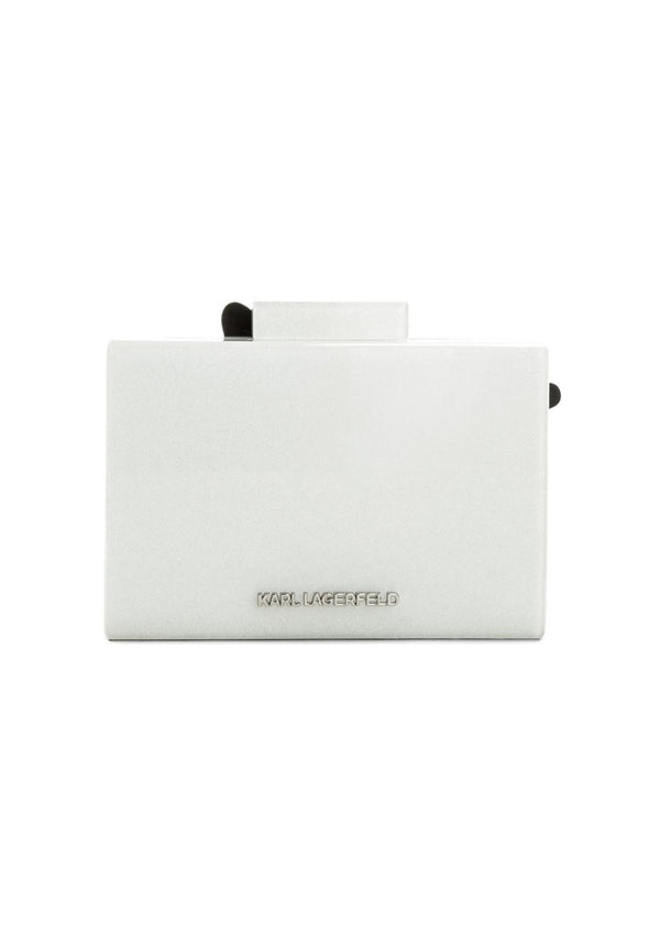 White Karl acrylic clutch bag